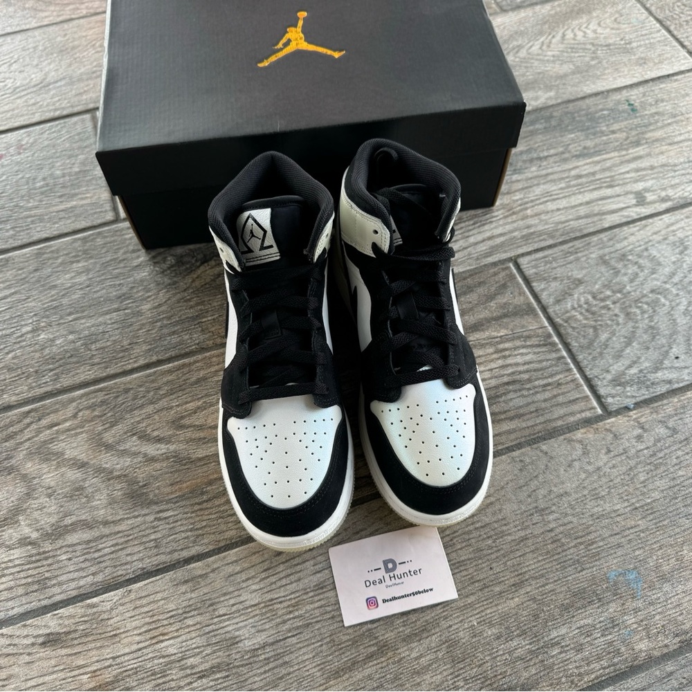 Brand New Jordan 1 Mid Diamond Shorts Black White Big Kids Shoes DN4321-100 - Picture 5 of 9